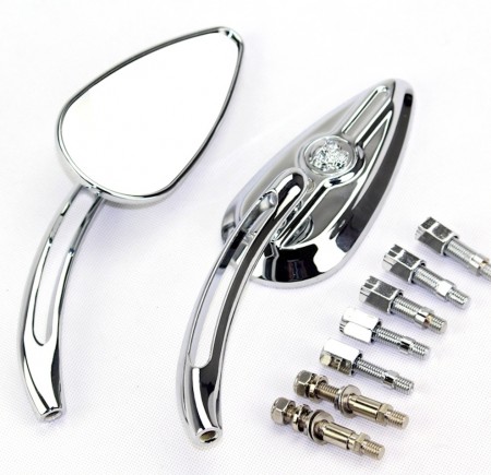 Skull Teardrop Speilsett - Chrome